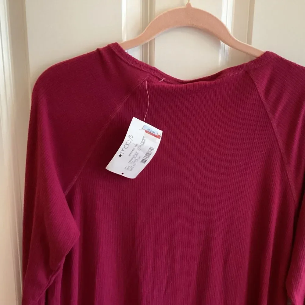 NWT. Charter Club Brand Women’s Cranberry Colored Jersey Knit PJ Top Size Large